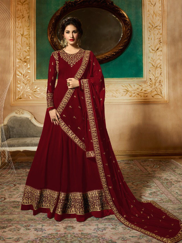 maroon colour anarkali