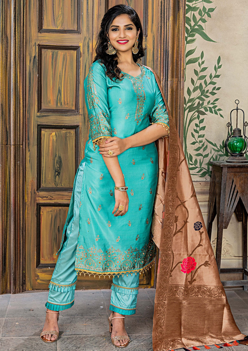 blue color suit salwar