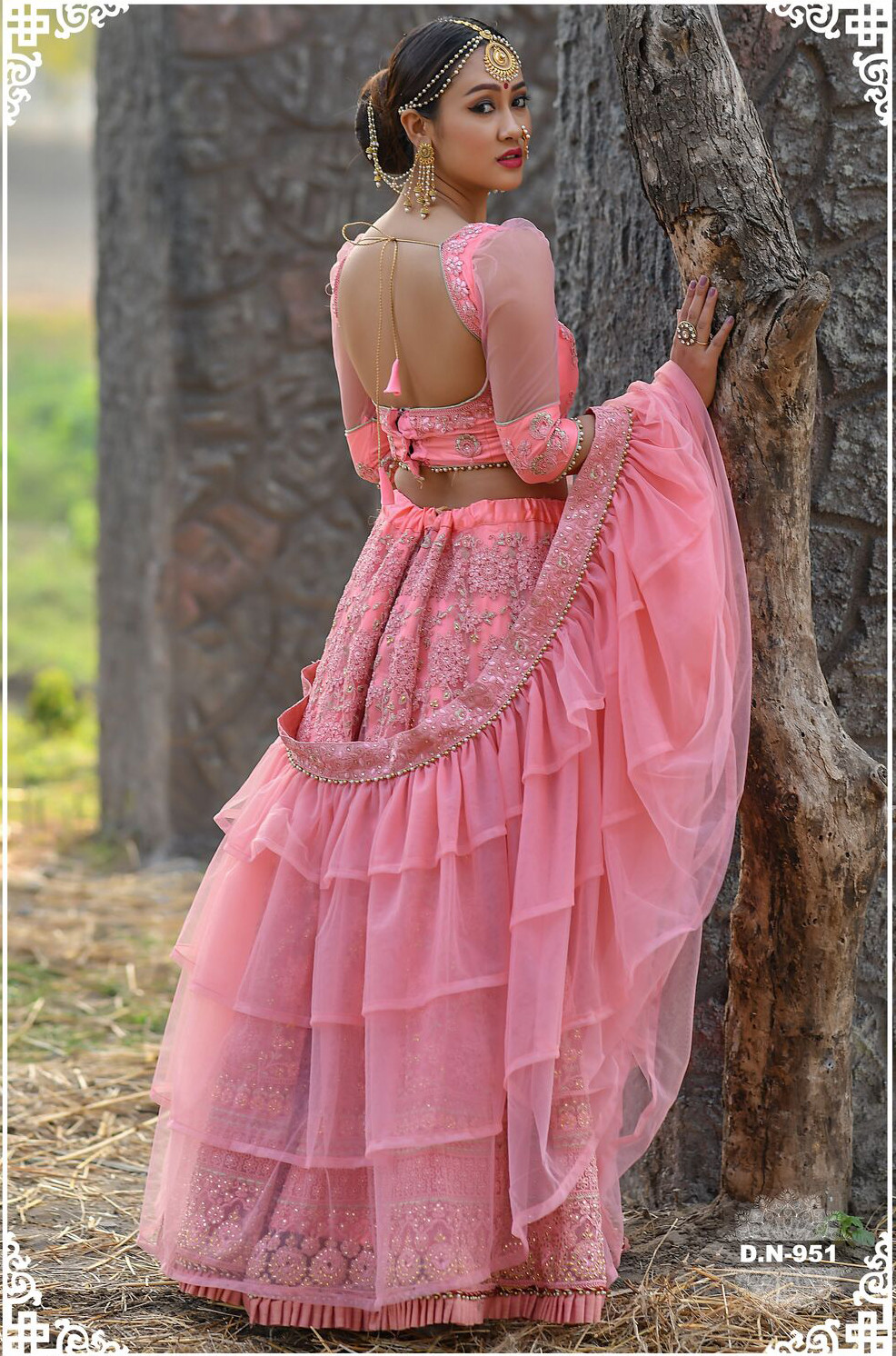Beautiful Baby Pink Color Bridal Wear Embroidery Work