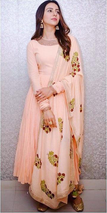 Rakul Preet Singh Bollywood Peach Color Georgette Festive Wear ...