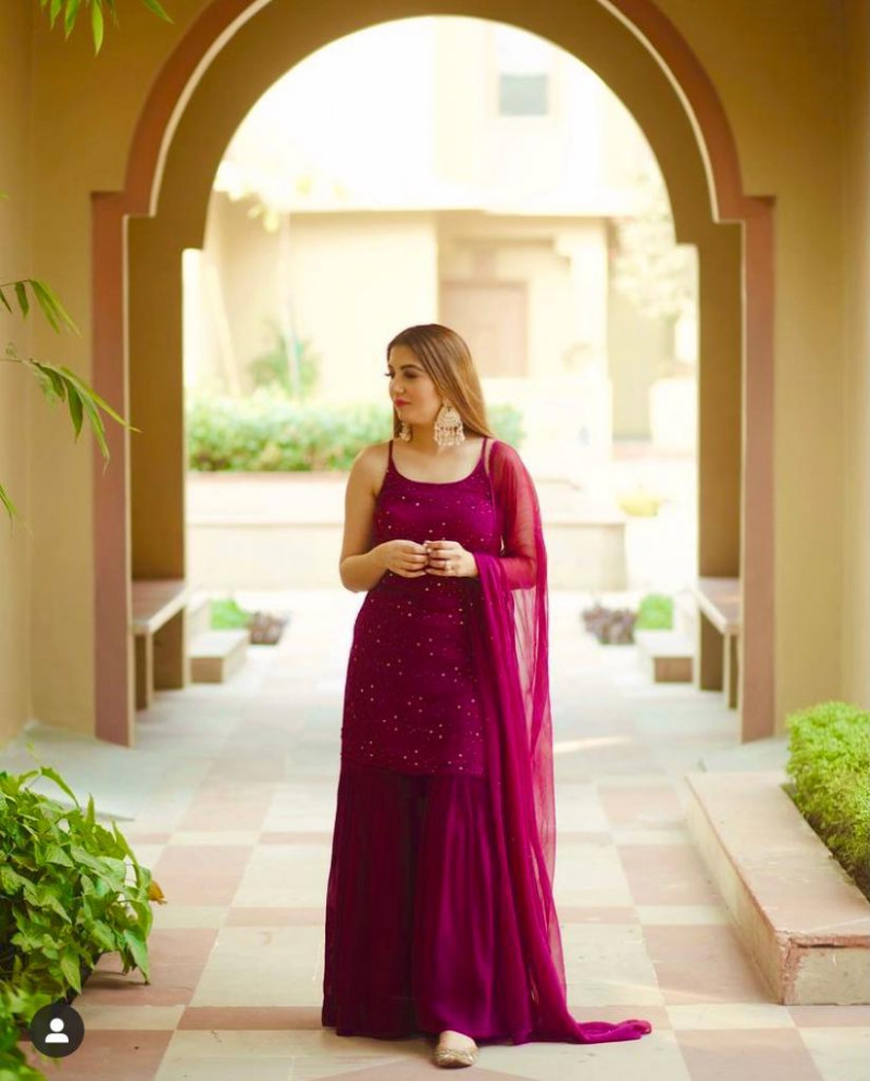 Wine color plazo suit Clearance