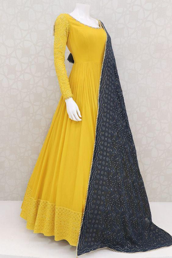 Yellow long frock suit Clearance