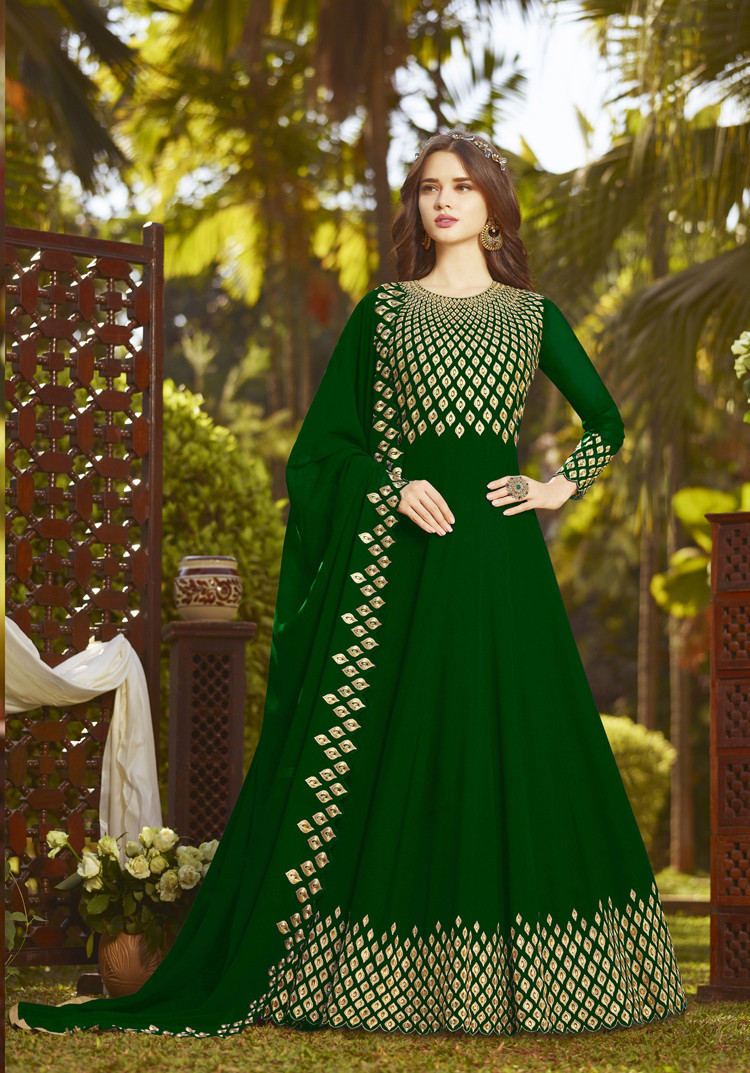 dark green anarkalis