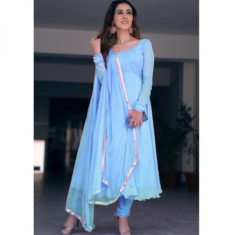 Fabulous Party Wear Sky Blue Anarkali ...