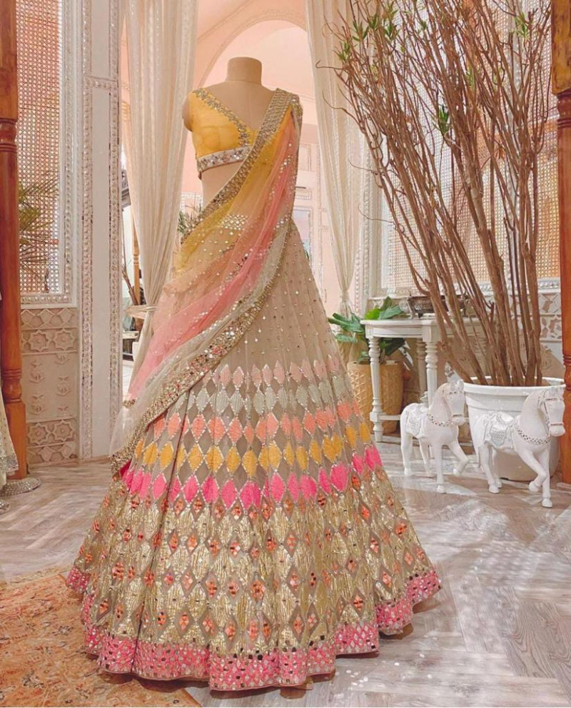 Cream Color Lehenga Choli For Wedding Wear