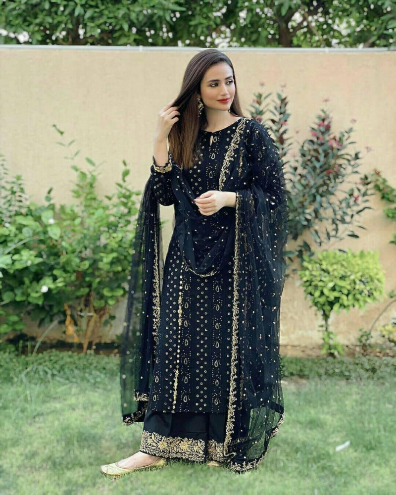 black palazzo suits