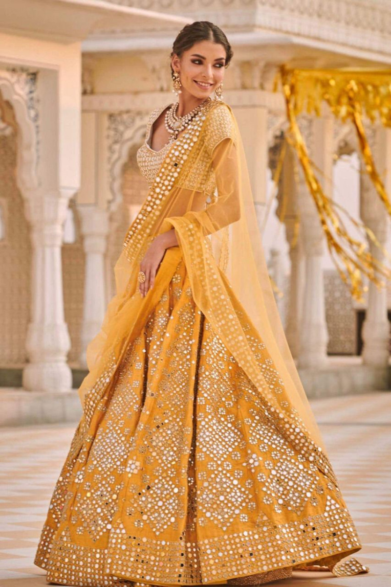 yellow wedding lehenga
