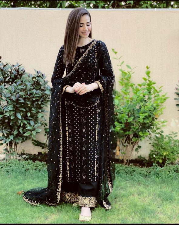 Black Color Party Wear Georgette 