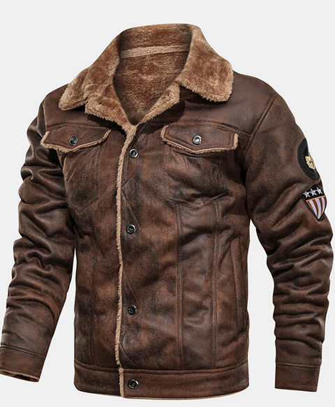 bomber jacket with fleece collar