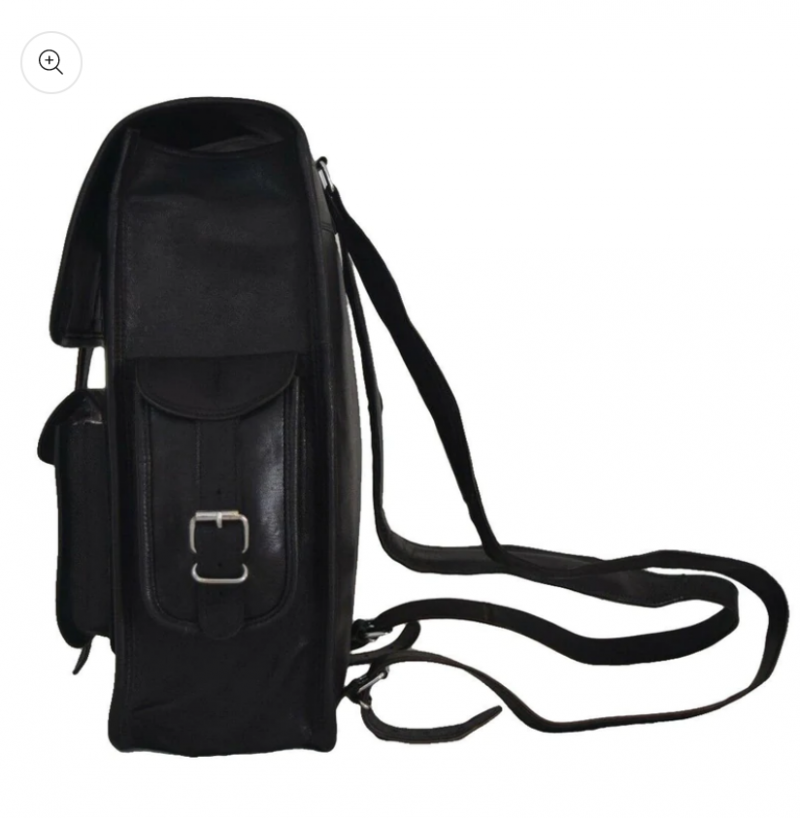 black leather laptop backpack
