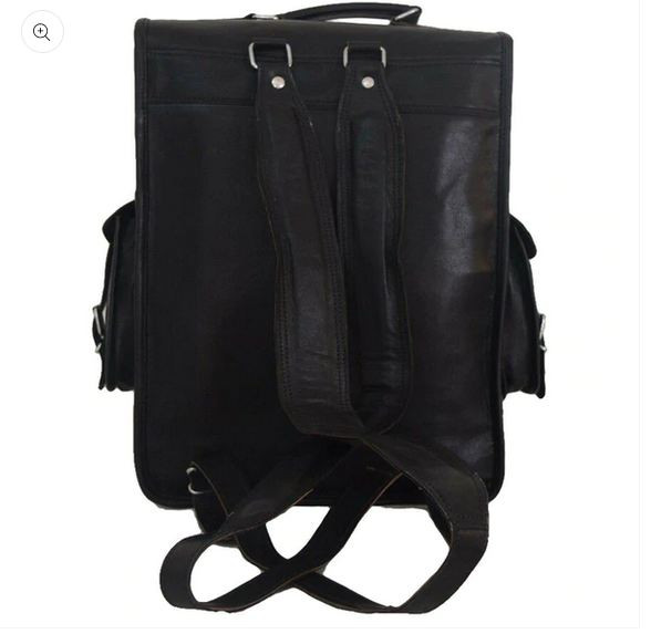 black leather laptop backpack