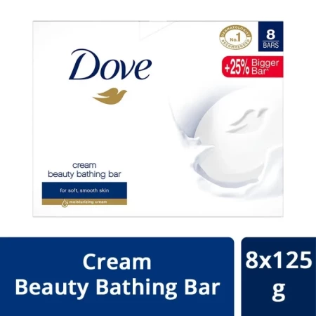 Dove Cream Beauty Soap, 8 x 125  g