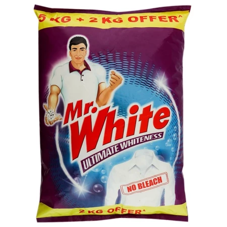 Mr White Ultimate Whiteness Detergent Powder, 5+2 Kg