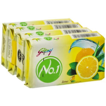 Godrej No.1 Bathing Soap Lime & Aloevera, 3+1x125  g