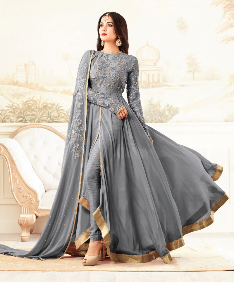 Grey best sale anarkali suit