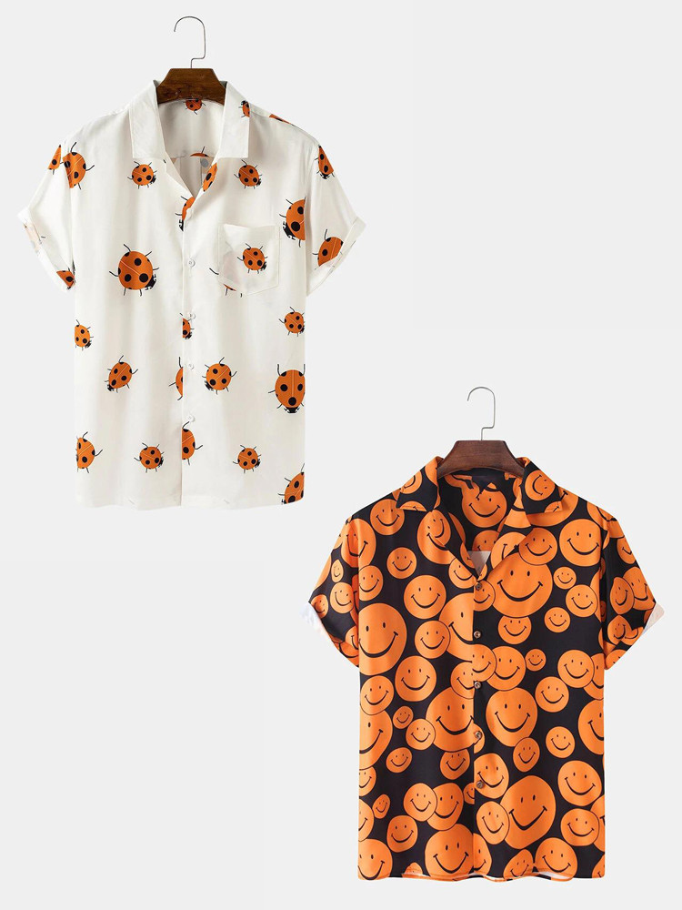 abstract element pattern print breathable shirts
