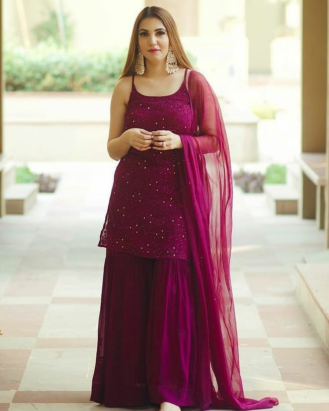 Fantastic White Online Heavy Sharara Suit