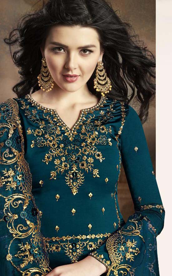 Women�s Designer Mesmeric Heavy Rangoli Teal