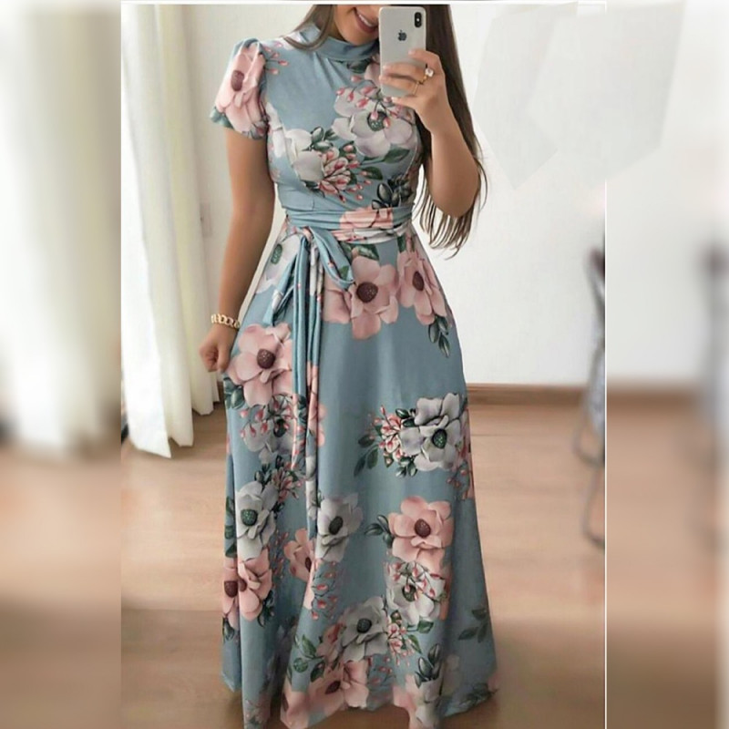digital print long dresses