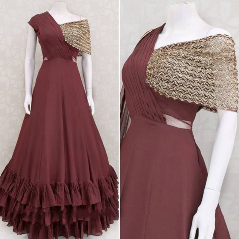 maroon color gown online