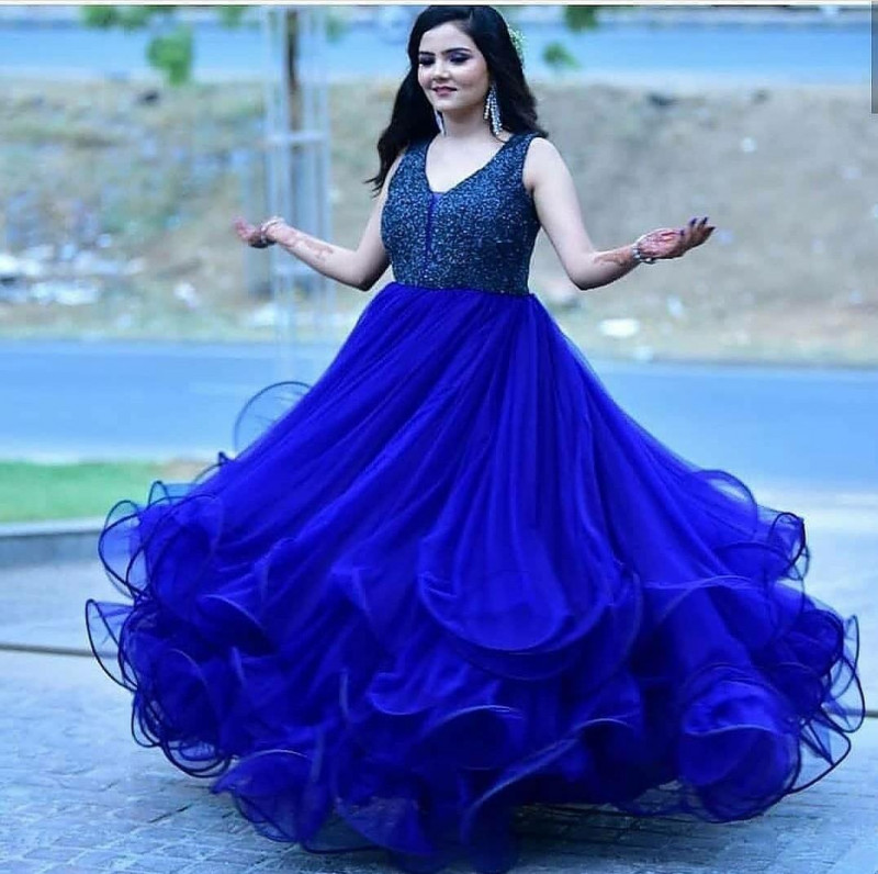 blue net gown