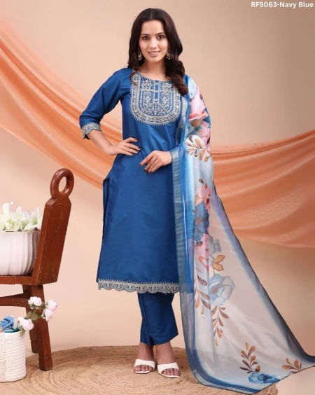 Signature Silk Kurti Set with Elegant Digital Print Dupatta!