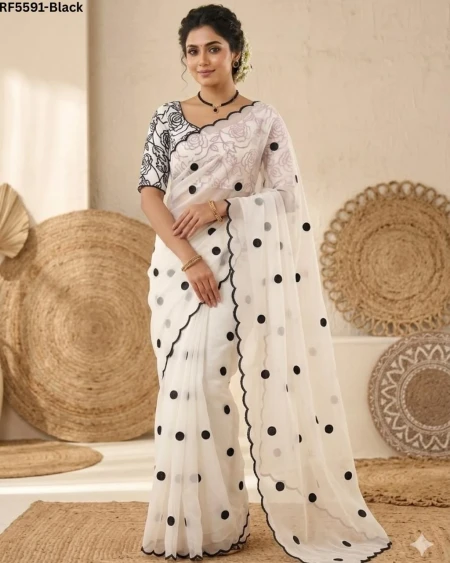 Georgette Embroidered Saree Elegant Party Wear for Women!