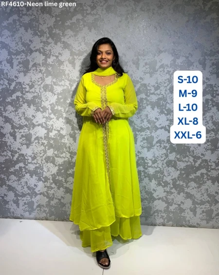 Presenting Elegance: Heavy Faux Georgette Gown with Pant and Dupatta.