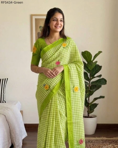 Linen Cotton Printed Elegant Summer Wear Saree!