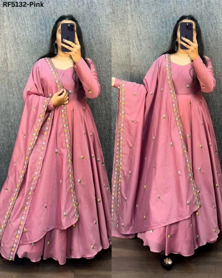 Luxury Zipsy Silk Gown Set with Dupatta – 5 Stunning Shades!