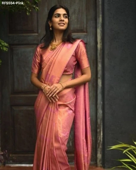 Art Silk Jacquard Border Saree with Contrast Blouse Wedding Wear!