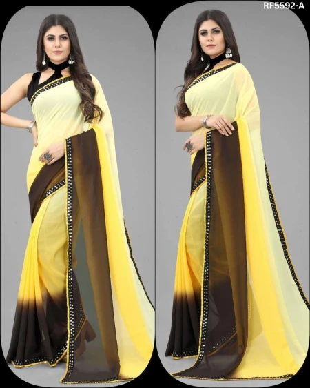 Two Shade Georgette Saree with Sequence Lace Border!