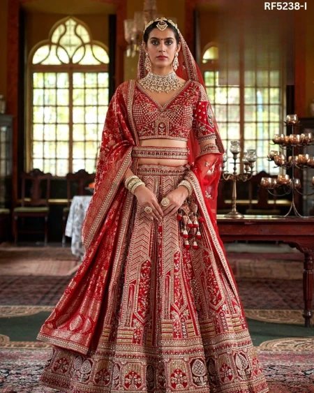 Designer Raw Silk Embroidered Lehenga Choli with Stylish Double Dupatta!