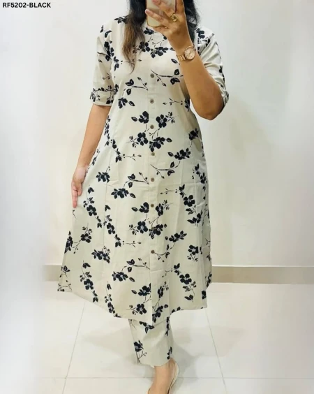 Stylish Printed Cotton Blend Kurti Set with Pants!