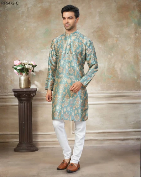Jacquard Weaving Work Kurta Pajama Elegant Ethnic Wear for Men!