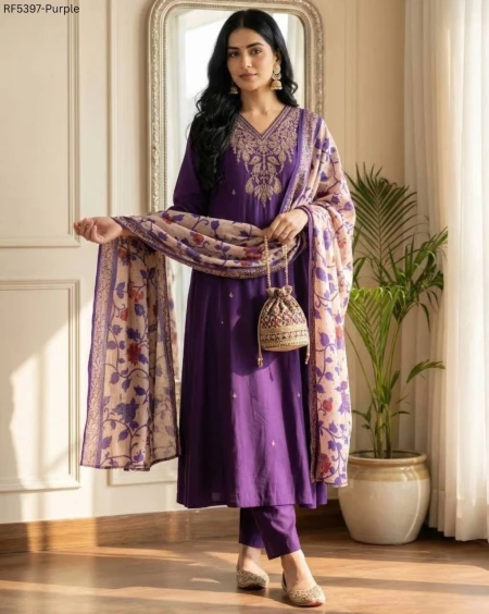 Premium Silk Heavy Embroidered Gown Pant Dupatta Set for Women Festive Wedding Wear!