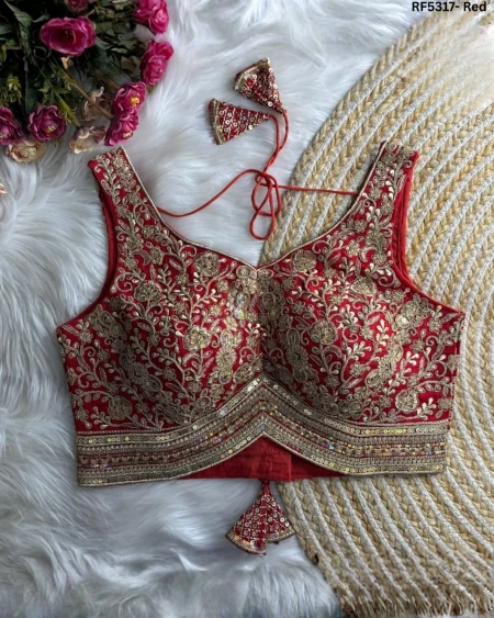 Elegant Roman Silk Blouse With Sequins & Thread Embellishment!