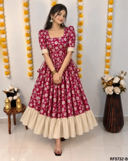 Elegant Vichithra Silk Kalamkari Frock with Soft Crepe Lining!