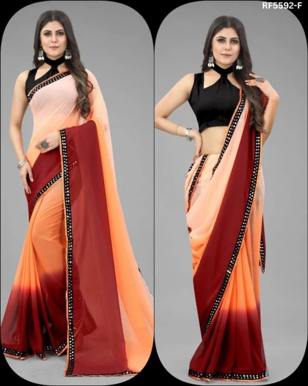 Two Shade Georgette Saree with Sequence Lace Border!