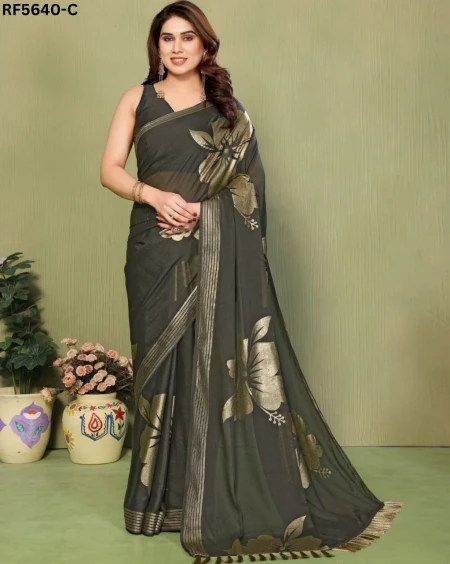 Georgette Silk Foil Work Saree with Unstitched Blouse!