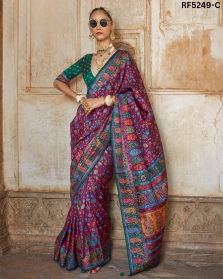 Luxury in Every Drape – Elegant P.V Silk Printed Saree!