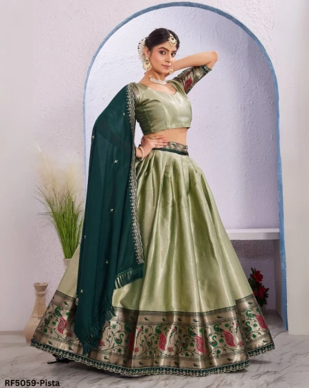 Jacquard Silk Lehenga with Intricate Zari and Cutwork Finish!