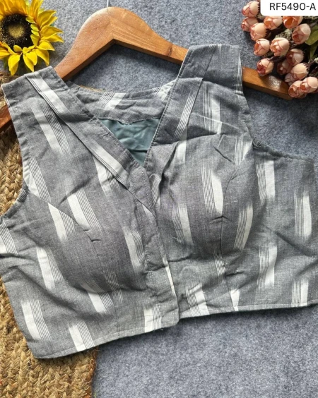 Ikkat Handloom Cotton Kurti Boat Neck Readymade blouse!