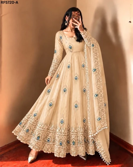 Fendy Silk Sequins Embroidered Gown Set with Pant & Dupatta – Elegant Festive Wear