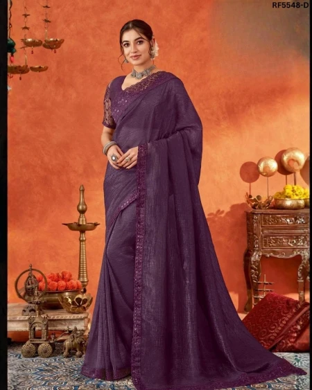 Crinkle Saree with Heavy Border and Fancy Blouse!