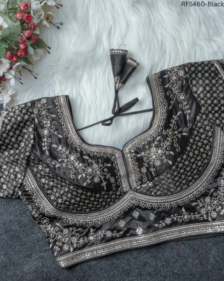 Satin Mosc Embroidered Readymade Blouse Princess Cut!