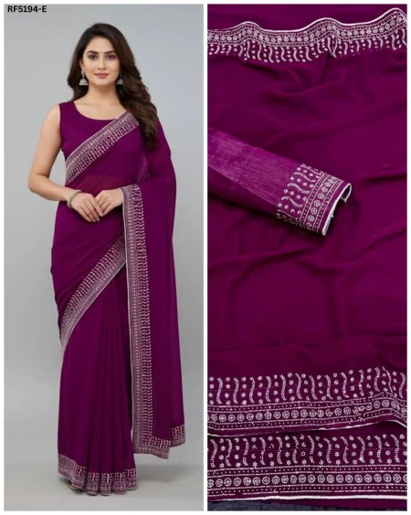 Elegant Heavy Fox Georgette Saree with Hotfix Work!