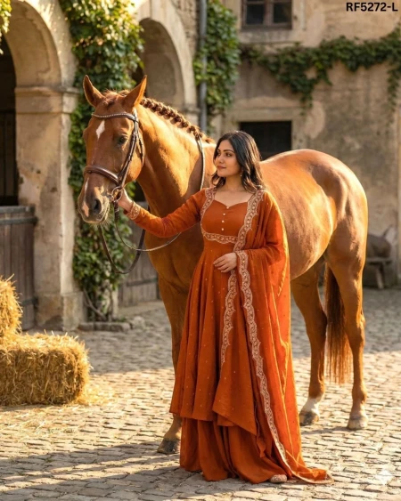 Elegant Soft Georgette Gown with Matching Dupatta!