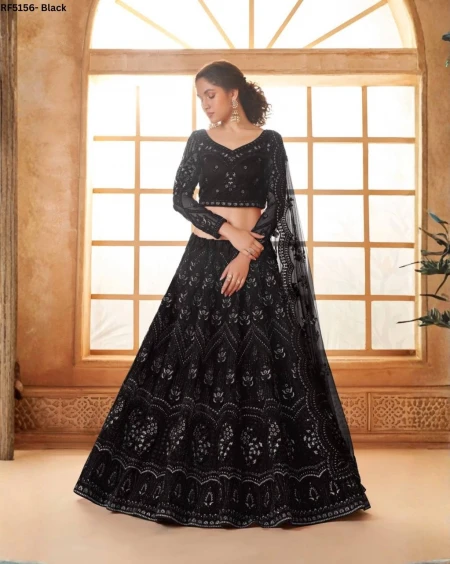 Glamorous Heavy Net Chain Work Lehenga with Elegant Lace Dupatta!