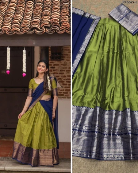 Kanjivaram Silk Zari Weaving Lehenga Set with Georgette Dupatta!